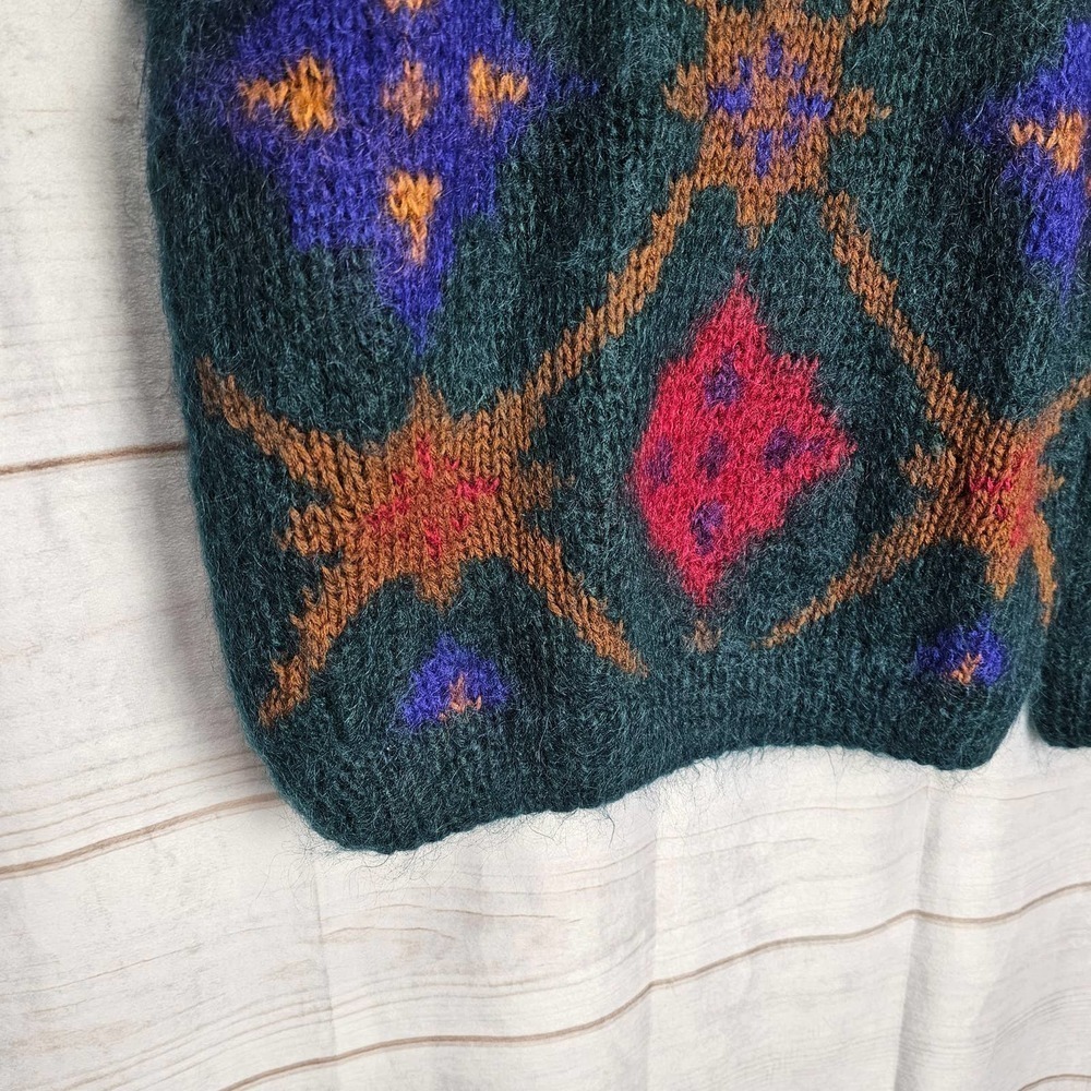 Vintage 90s Collections Sweater Womens Small Mohair Wool Colorful Hand Knit - Picture 5 of 9